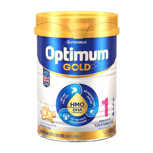 Sữa của thương hiệu Vinamilk với sản phẩm Optimum gold dành cho trẻ từ 0 - 6 tháng tuổi